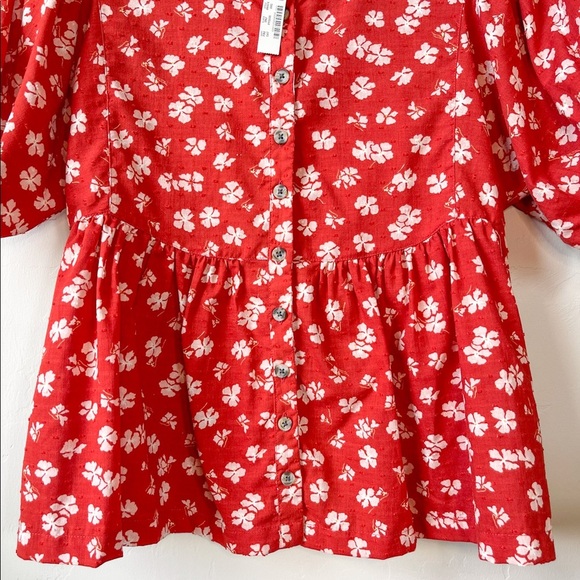 NWT Madewell Puff-Sleeve Button-Front Top - Picture 5 of 11